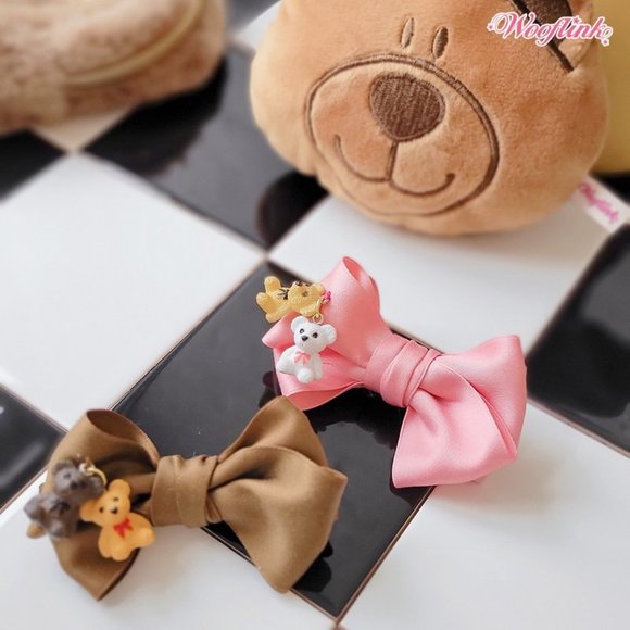 BB Dog Hairbow by Wooflink - Set of 2 - 1 Pink, 1 Chocolate - Picture 1 of 4